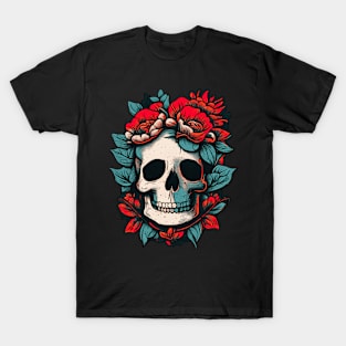 Skull in roses #2 T-Shirt